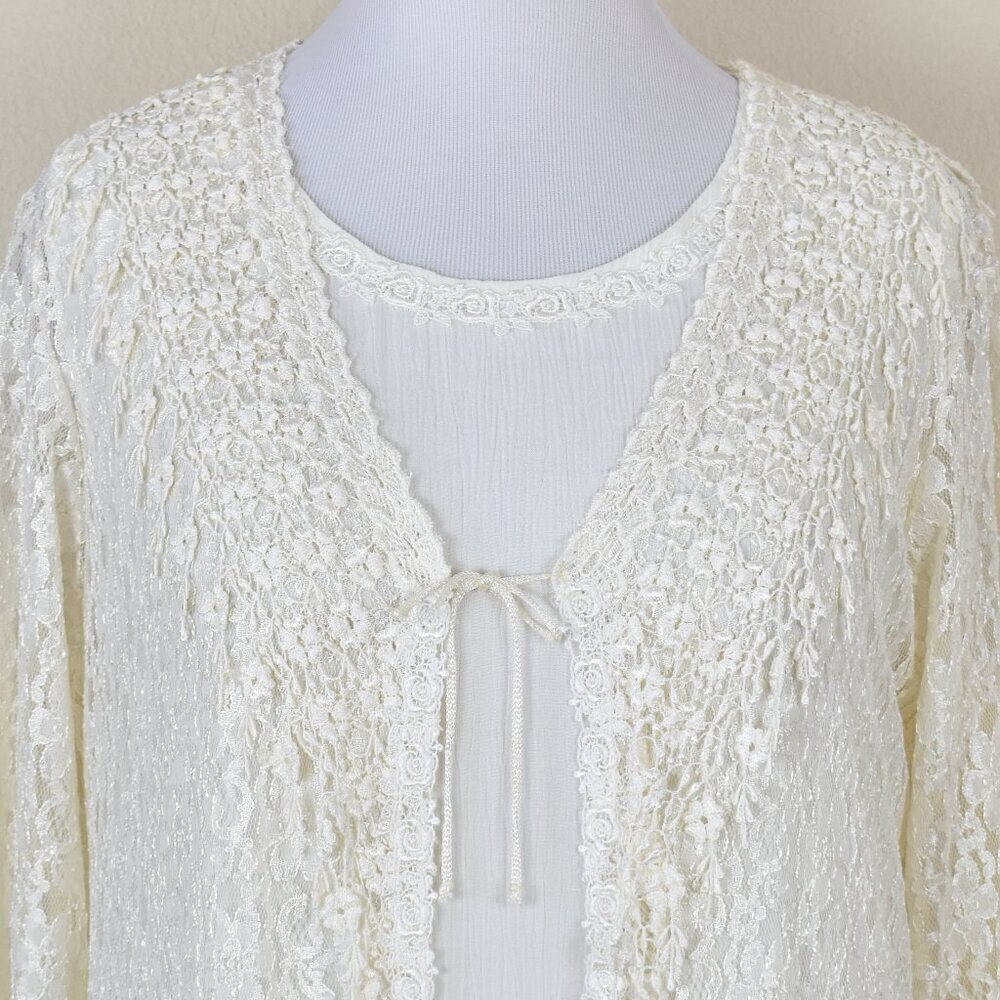 Vintage Magnet Art Lynn Yang Gauze Lace Dress and Jacket - M - Picture 2 of 14